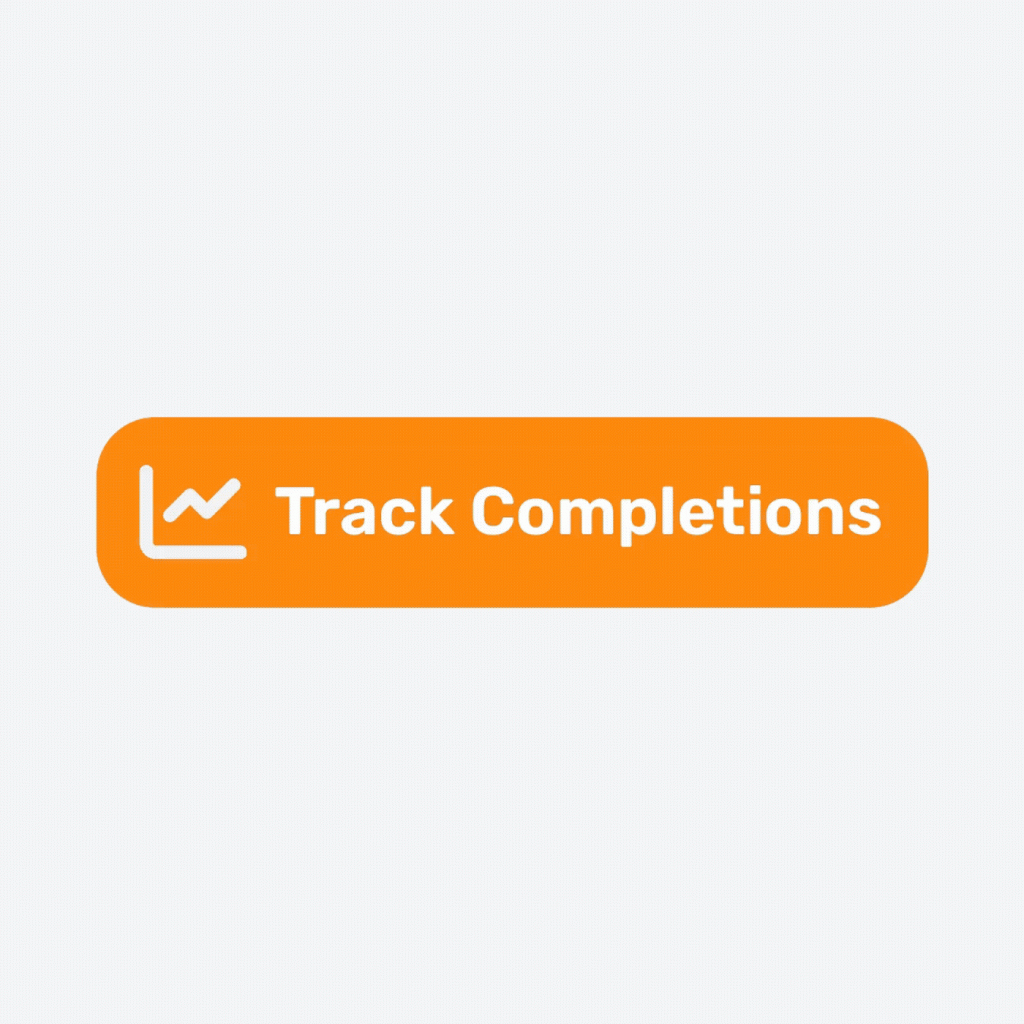 Mouse icon clicking on orange button with "Track Completions" text opening up Aspire360 dashboard